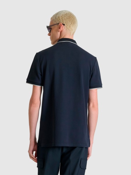 Polo  Antony Morato Homem Polo Regular Fit In Piquet With Striped Rib On Collar And On Cuffs And Log