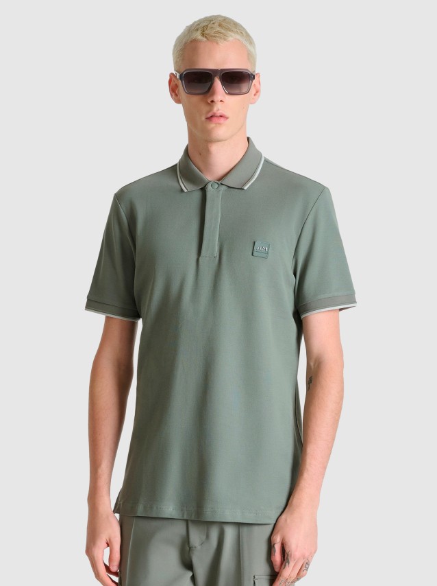 Polo  Antony Morato Homem Polo Regular Fit In Piquet With Striped Rib On Collar And On Cuffs And Log
