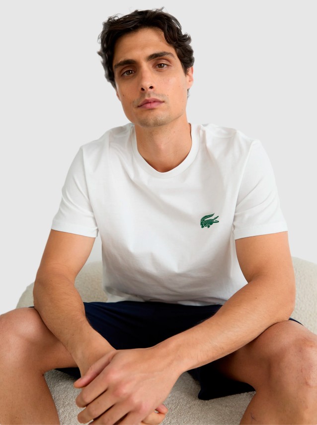 T-Shirt Lacoste Homem Crocodile Print Cotton Loungewear Tshirt