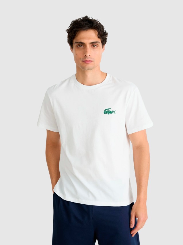 T-Shirt Lacoste Homem Crocodile Print Cotton Loungewear Tshirt