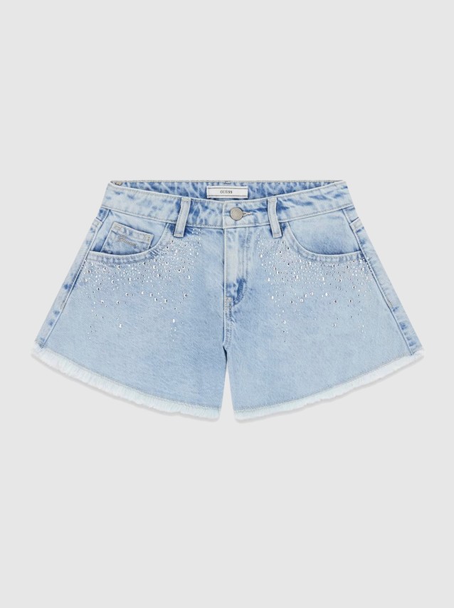 Cal��es Guess Menina Rigid Denim Shorts W/rhineston