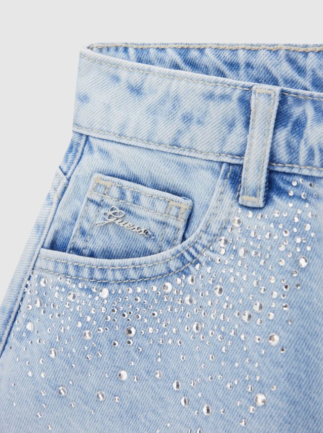 Cal��es Guess Menina Rigid Denim Shorts W/rhineston
