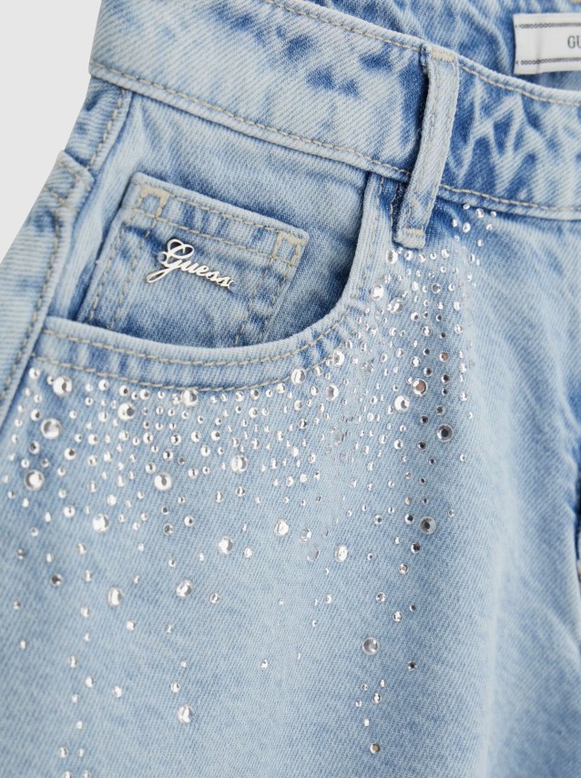 Cal��es Guess Menina Rigid Denim Shorts W/rhineston