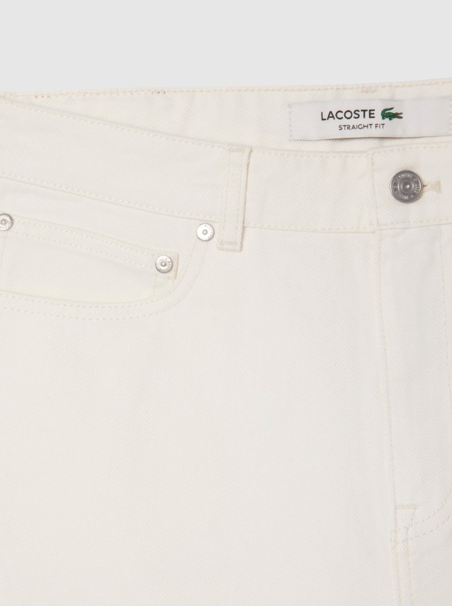 Calcao Homem Straight Leg Cotton Denim Bermuda Shorts Lacoste