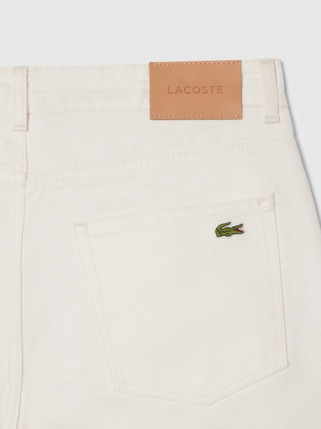 Calcao Homem Straight Leg Cotton Denim Bermuda Shorts Lacoste