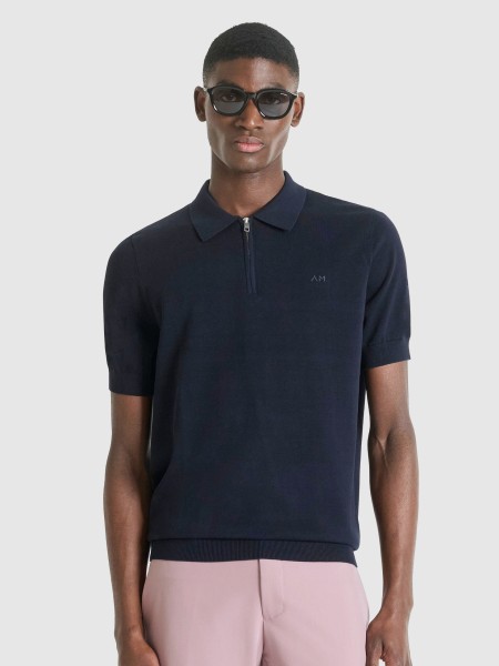 Polo  Antony Morato Homem Sweater Polo With Zip Short Sleeves Regular Fit In Cotton Blend Soft Yarn 