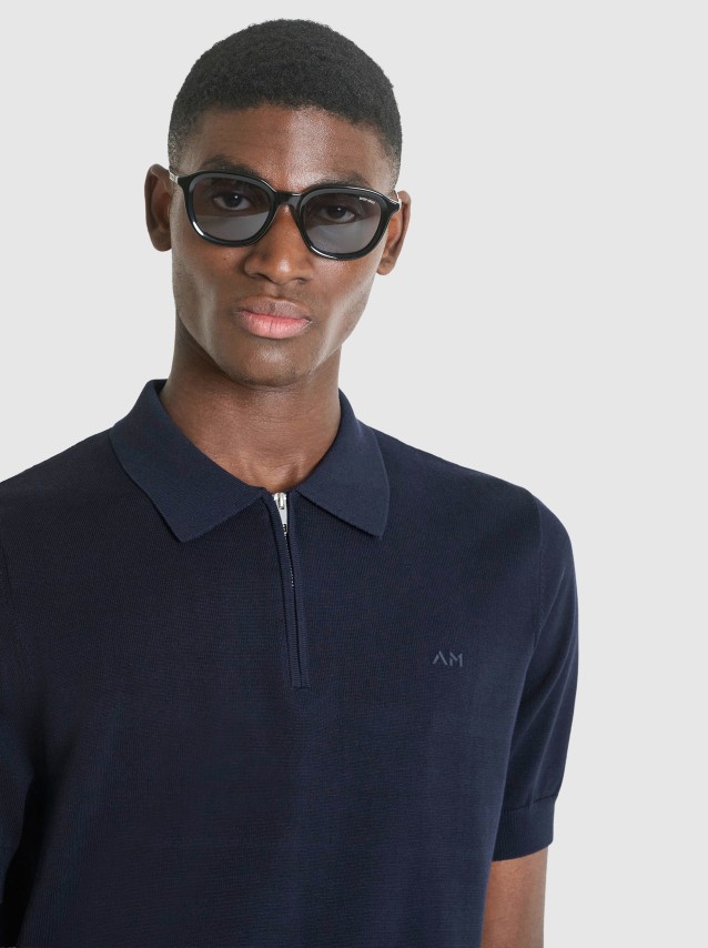 Polo  Antony Morato Homem Sweater Polo With Zip Short Sleeves Regular Fit In Cotton Blend Soft Yarn 