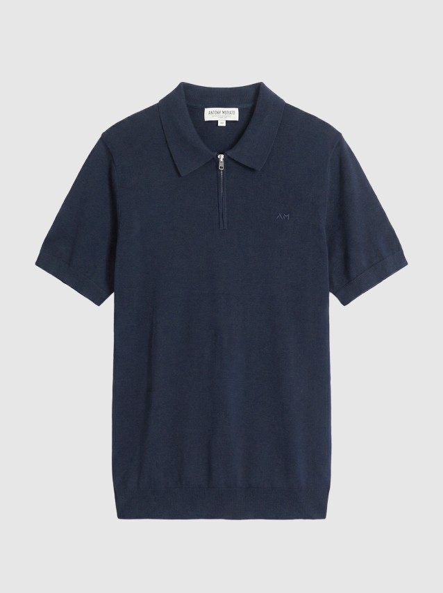 Polo  Antony Morato Homem Sweater Polo With Zip Short Sleeves Regular Fit In Cotton Blend Soft Yarn 