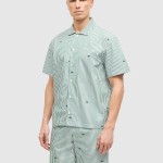 2 Pe�as Lacoste Homem Crocodile Print Striped Poplin Pajama Set