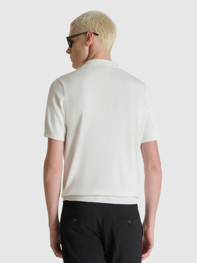 Polo  Antony Morato Homem Sweater Polo With Zip Short Sleeves Regular Fit In Cotton Blend Soft Yarn 