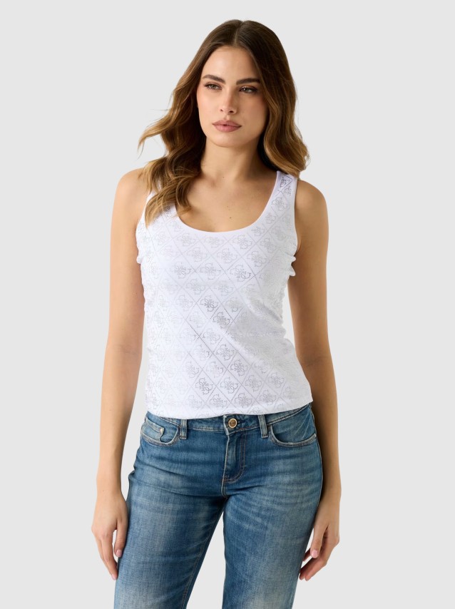 Top Guess Mulher Sl 4G Allover Tank Top