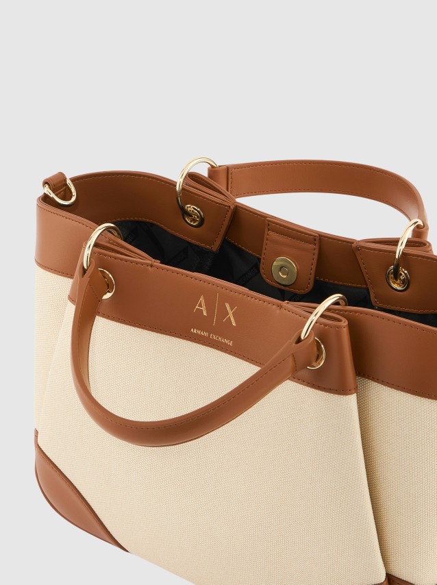 Mala Armani Exchange Mulher Wave Canvas Shopping M