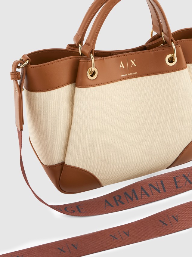 Mala Armani Exchange Mulher Wave Canvas Shopping M