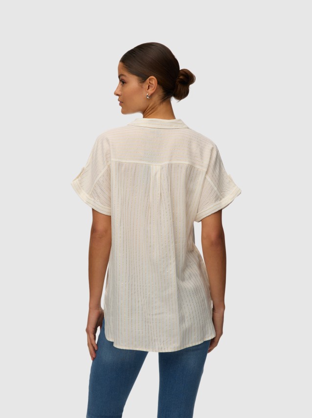 Camisa Vero Moda Mulher Vmbumpy Ss Shirt Aop Wvn Noos