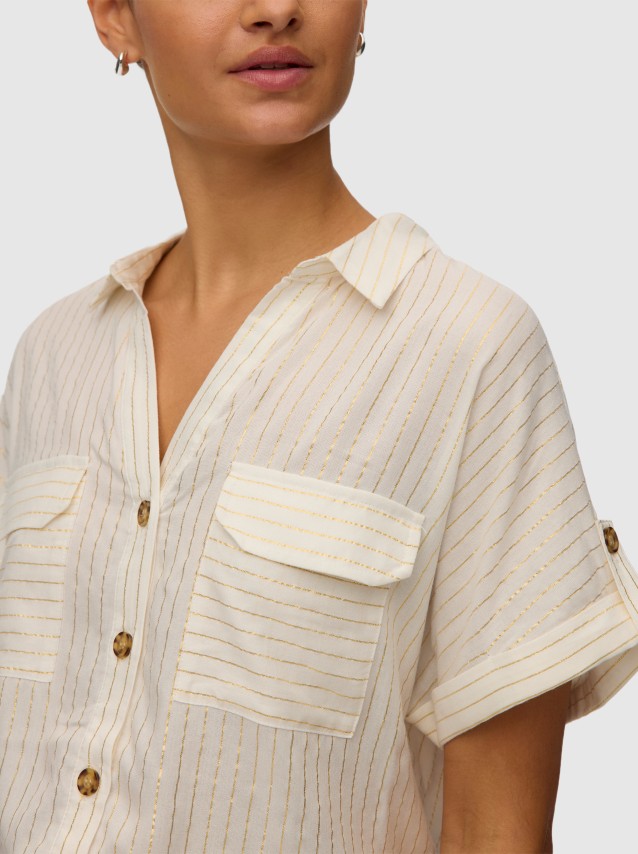 Camisa Vero Moda Mulher Vmbumpy Ss Shirt Aop Wvn Noos