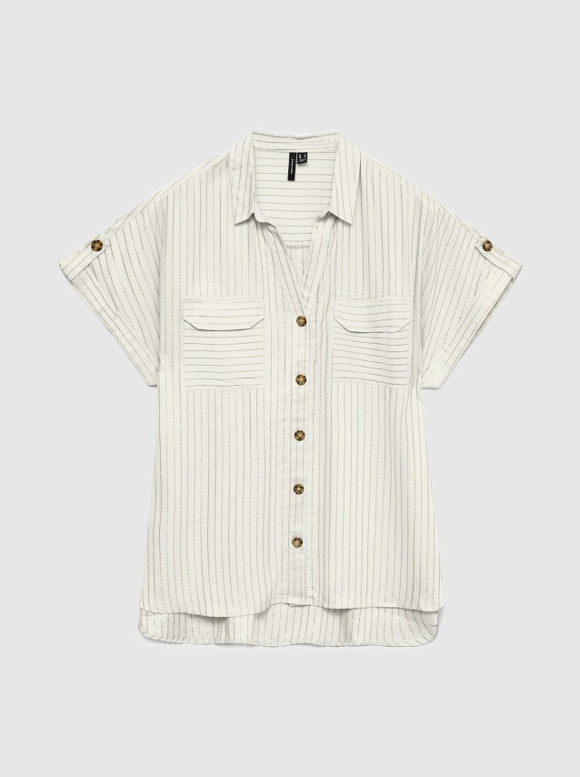 Camisa Vero Moda Mulher Vmbumpy Ss Shirt Aop Wvn Noos