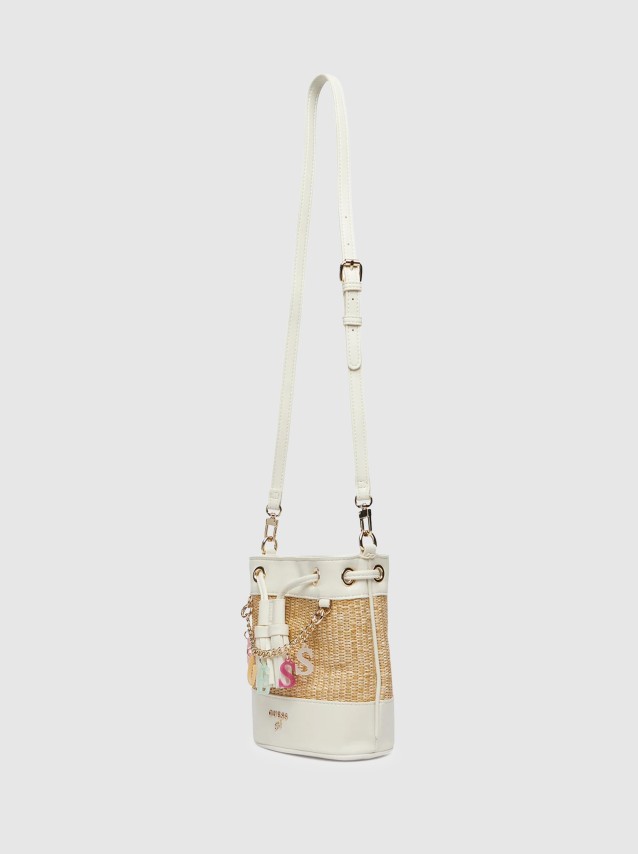 Mala Guess Menina  Straw Mini Bucket Bag