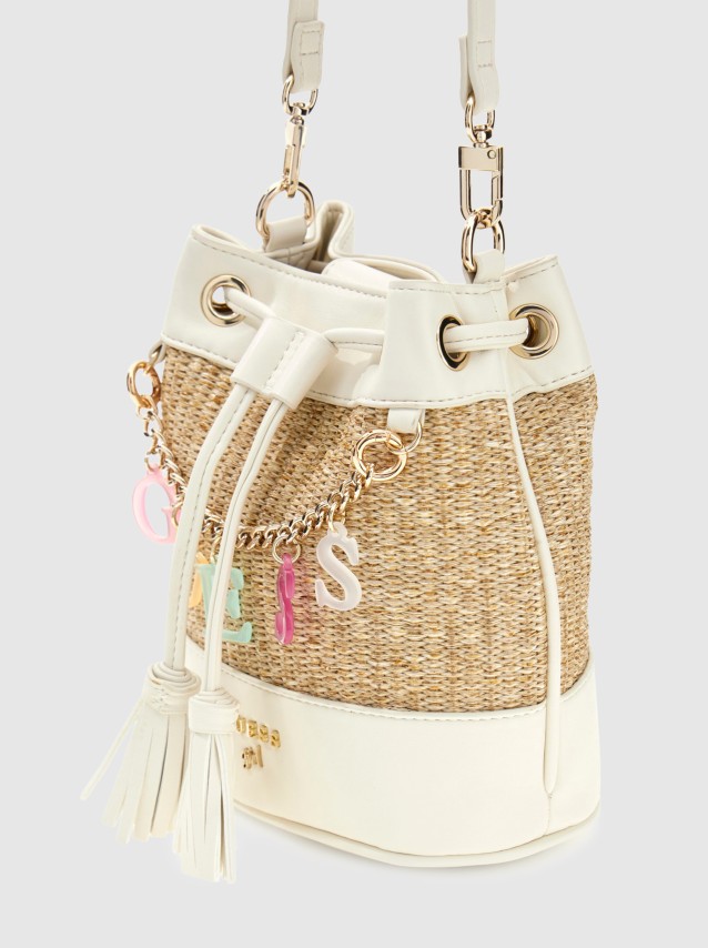 Mala Guess Menina  Straw Mini Bucket Bag