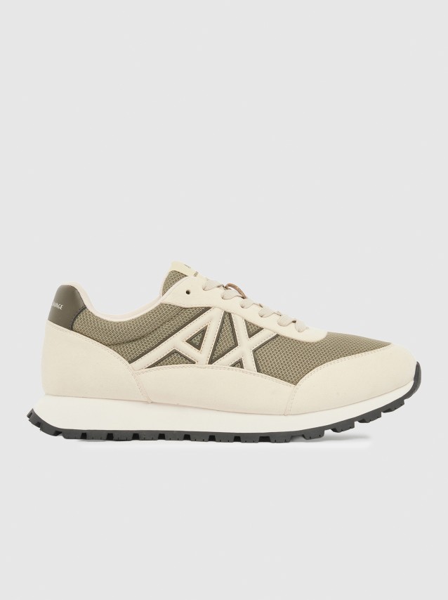 Sapatilha Armani Exchange Homem Sneaker Drop Microsuede+Mesh+Calf Pu