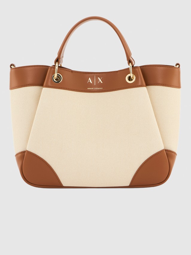 Mala Armani Exchange Mulher Wave Canvas Shopping M