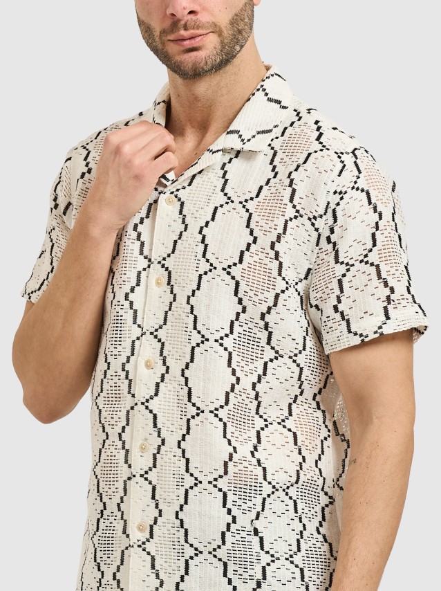 Camisa Guess Homem Carter Geo Crochet Resort Ss S