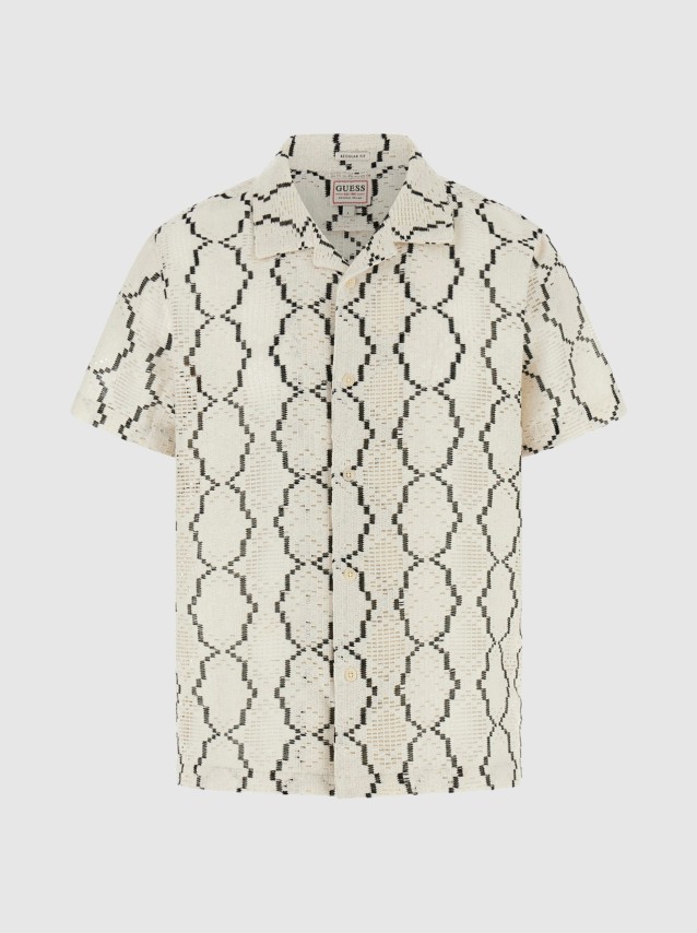 Camisa Guess Homem Carter Geo Crochet Resort Ss S