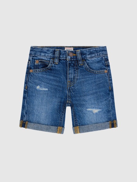 Cal��es Guess Menino Cotton Linen Rigid Denim Short