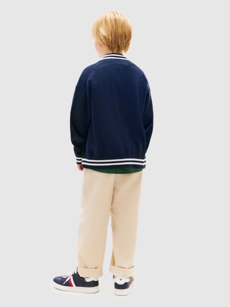 Casaco Tommy Hilfiger Menino Varsity Rib V-Neck Cardigan