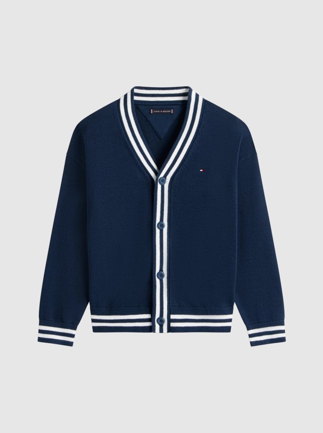 Casaco Tommy Hilfiger Menino Varsity Rib V-Neck Cardigan