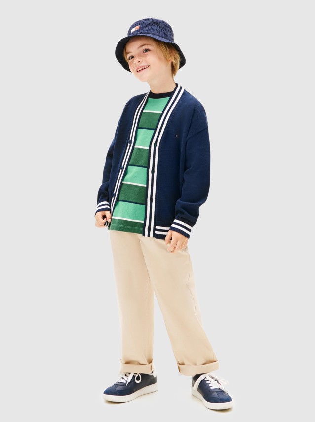 Casaco Tommy Hilfiger Menino Varsity Rib V-Neck Cardigan