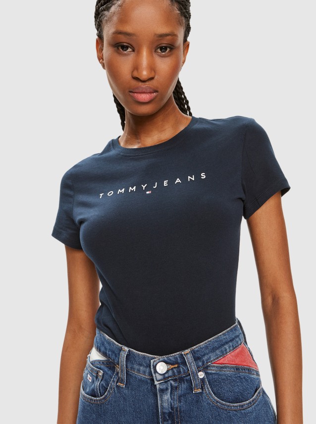 T-Shirt Mulher Tjw Slim Linear Tee Ext Tommy Jeans