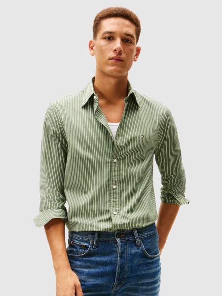 Camisa Tommy Hilfiger Homem Core Hairline Poplin Rf Shirt