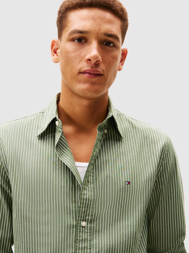 Camisa Tommy Hilfiger Homem Core Hairline Poplin Rf Shirt