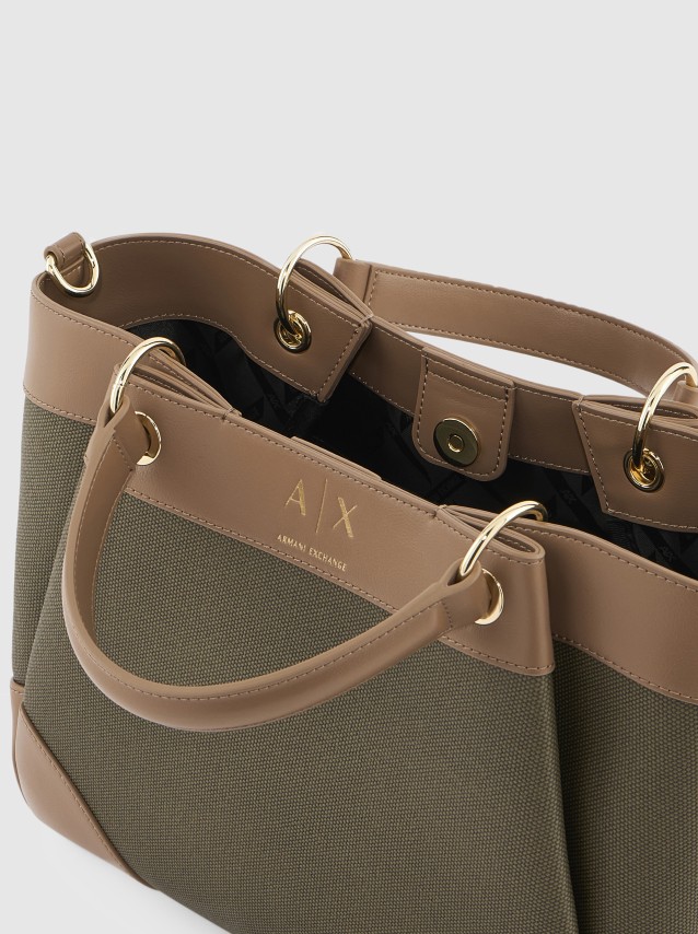 Mala Armani Exchange Mulher Wave Canvas Shopping M