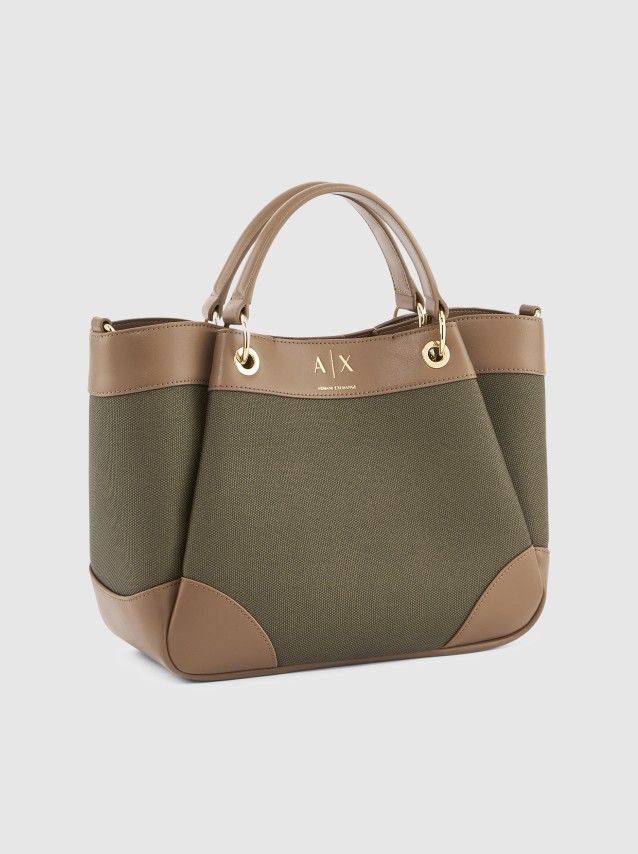 Mala Armani Exchange Mulher Wave Canvas Shopping M