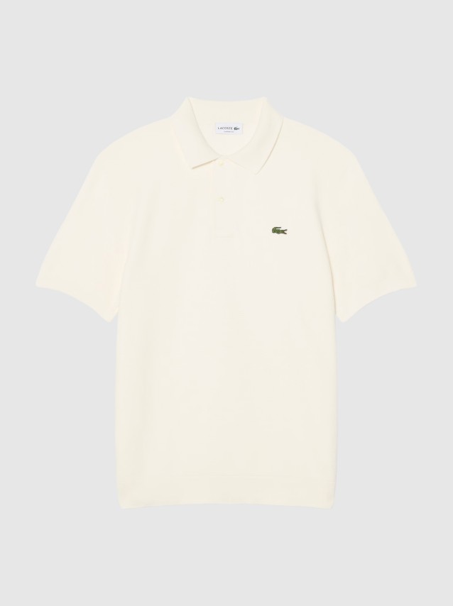 Polo Lacoste Homem Fine Knit Moss Stitch Cotton Polo Collar Sweater