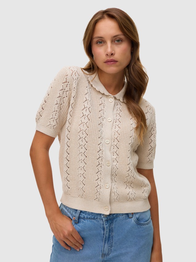 Camisa Vero Moda Mulher Vmdaria Ss Poloneck Cardigan