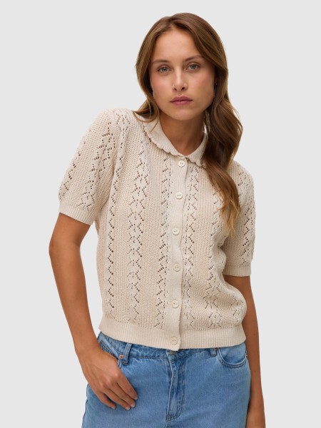 Camisa Vero Moda Mulher Vmdaria Ss Poloneck Cardigan