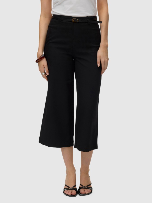 Cal�as Vero Moda Mulher Vmelma Hw Wide Culotte Belt Pant Noos