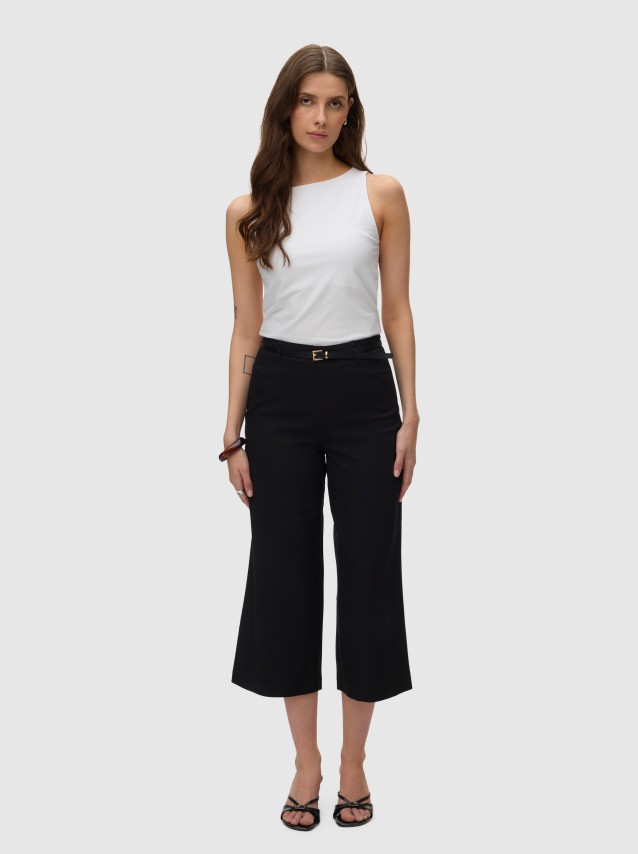 Cal�as Vero Moda Mulher Vmelma Hw Wide Culotte Belt Pant Noos