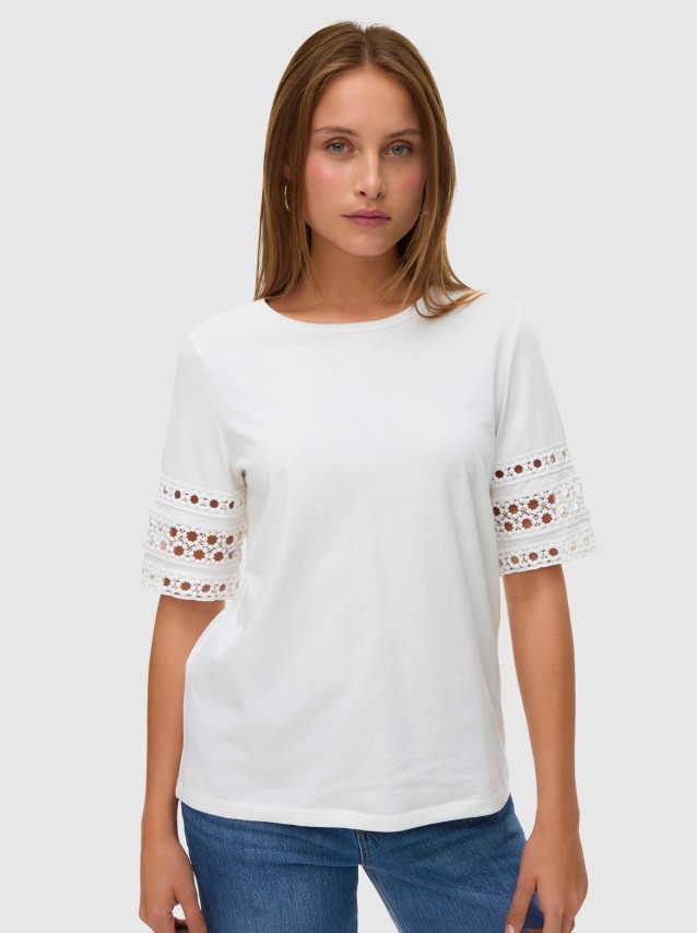T-Shirt Vero Moda Mulher Vmivacy 2/4 O-Neck Top Jrs Btq