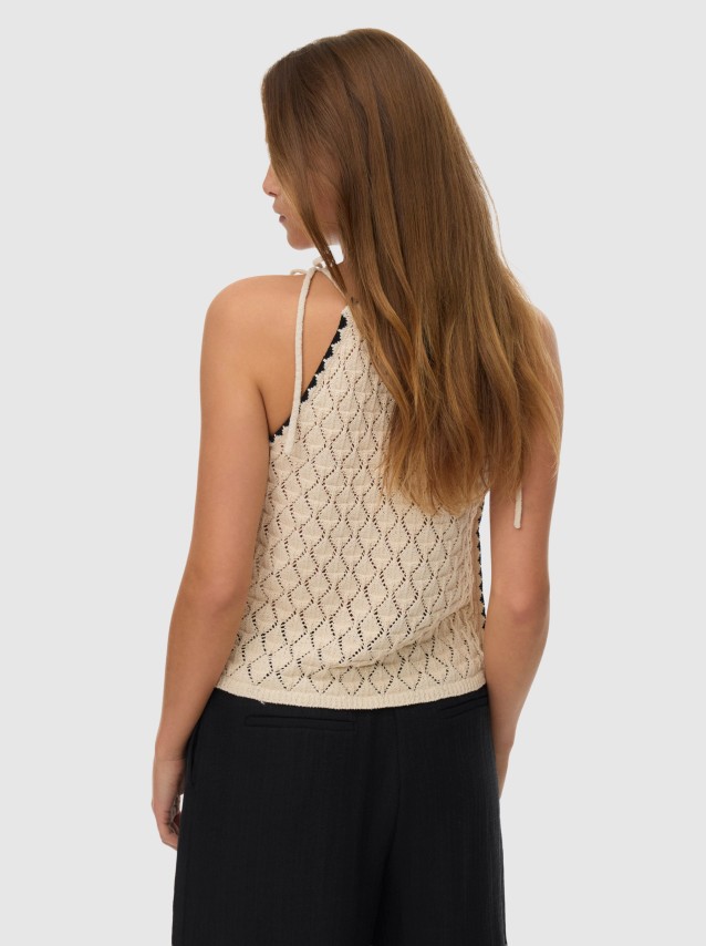 Top Vero Moda Mulher Awevelyn Sl Halterneck Crochet Top Noos