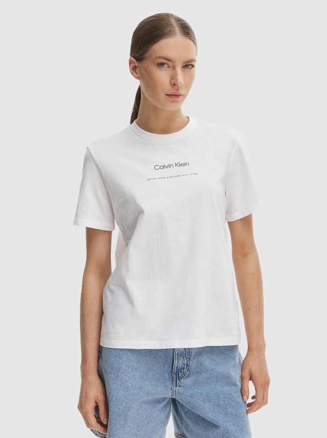 T-Shirt Calvin Klein Mulher Ss Multi Logo Classic Tee