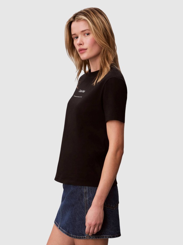 T-Shirt Calvin Klein Mulher Ss Multi Logo Classic Tee
