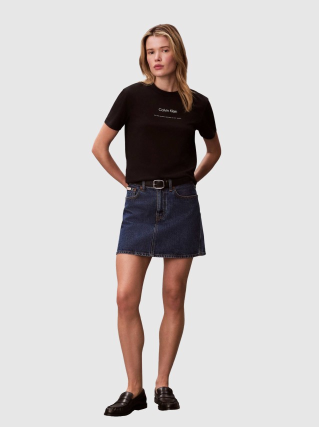 T-Shirt Calvin Klein Mulher Ss Multi Logo Classic Tee