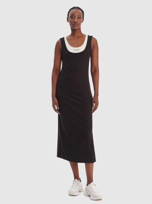Vestido Calvin Klein Mulher Sl Interlock Midi Dress