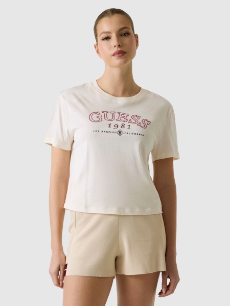 T-Shirt Guess Mulher Arianna Ss Cn Boxy T-Shirt