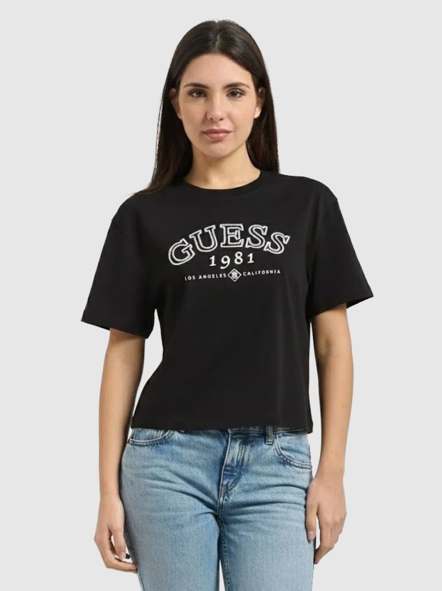 T-Shirt Guess Mulher Arianna Ss Cn Boxy T-Shirt