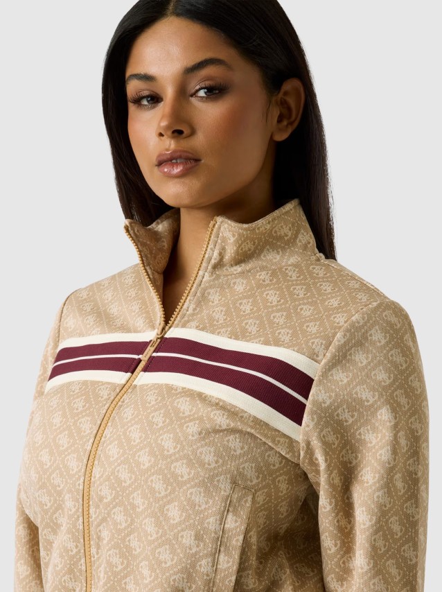 Casaco Guess Mulher 4G Jacquard Full Zip Sweatshir