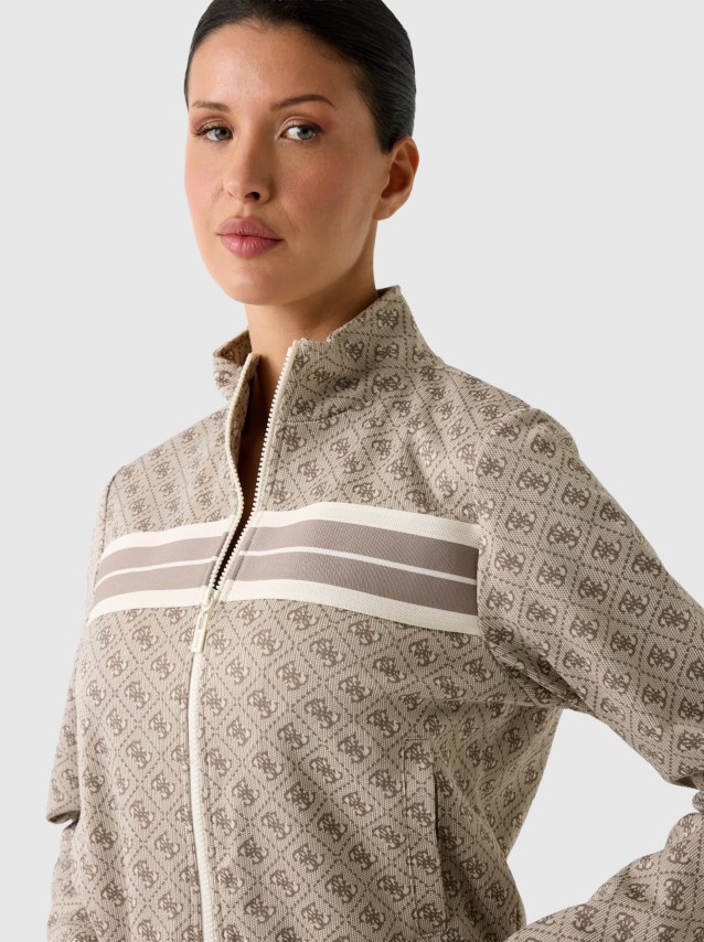 Casaco Guess Mulher 4G Jacquard Full Zip Sweatshir